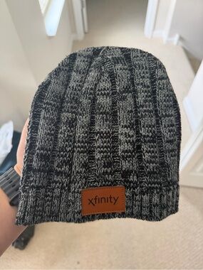 Xfinity Black & Gray Ribbed Knit Beanie